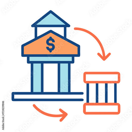 Bank transfer and financial transaction concept icon