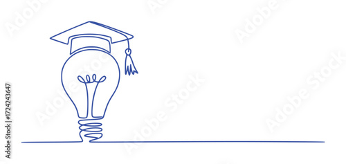 Graduation Cap on a Light Bulb Symbolizing Education and Bright Ideas