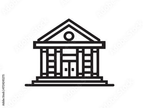 Public Library Icon in Clean Professional Minimal Thin Line Vector Illustration