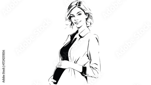Confident Pregnant Businesswoman Portrait Vector EPS for Ad Photoshoot