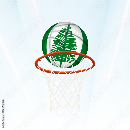 Norfolk Island Flag Basketball Scoring Through Hoop.