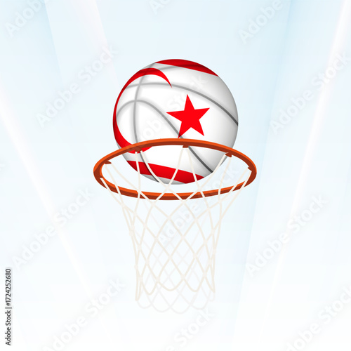 Northern Cyprus Flag Basketball Scoring Through Hoop.