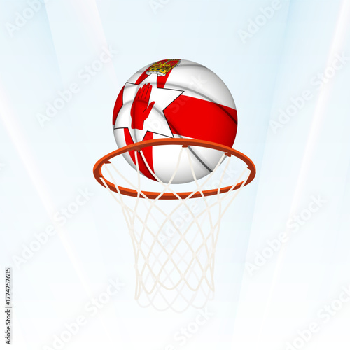 Northern Ireland Flag Basketball Scoring Through Hoop.