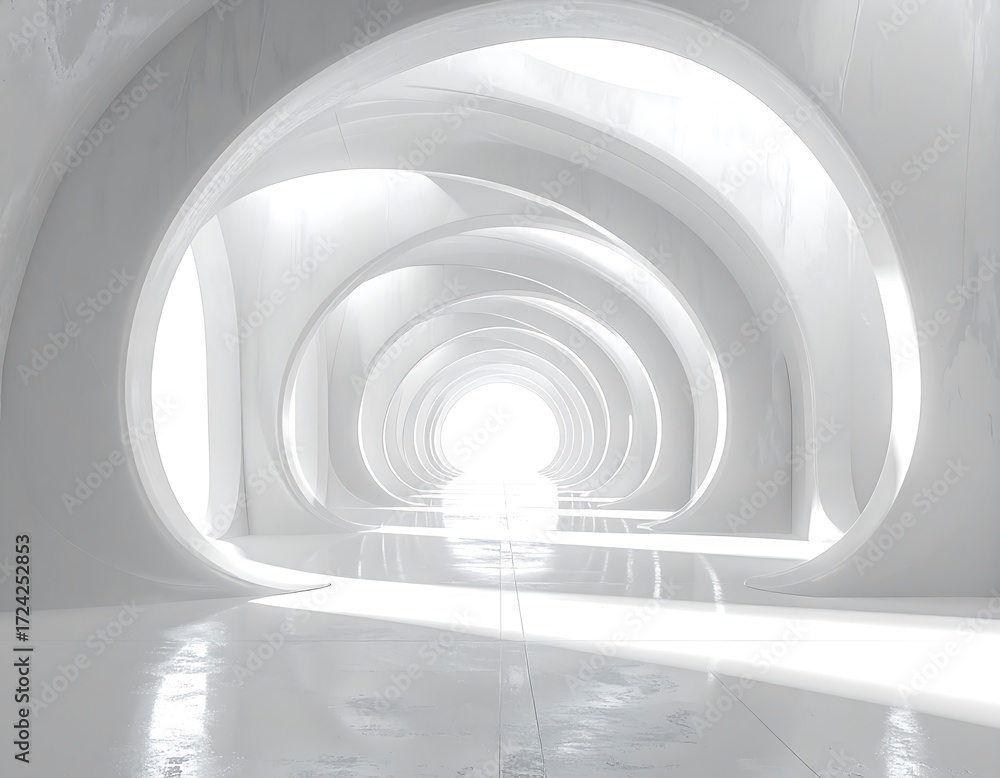 Fototapeta premium Abstract white architectural tunnel