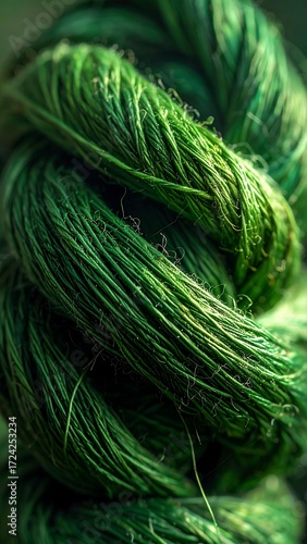 Close-up of a knotted green rope