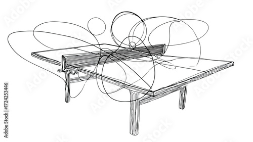 Sleek Single Stroke Artwork of Table Tennis Player