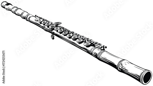 Exquisite Bamboo Flute Vector Design for Musical Instrument Illustration