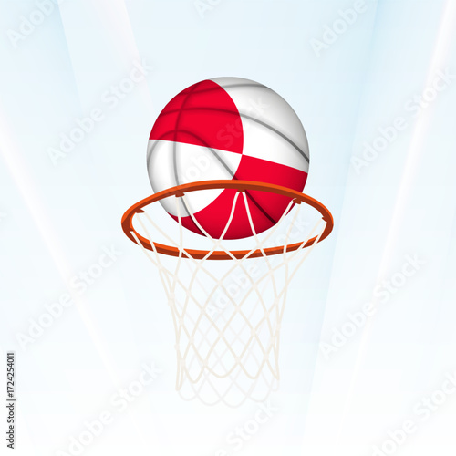 Greenland Flag Basketball Scoring Through Hoop.