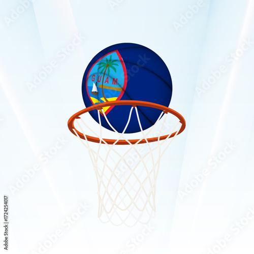 Guam Flag Basketball Scoring Through Hoop.