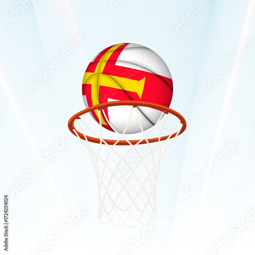Guernsey Flag Basketball Scoring Through Hoop.