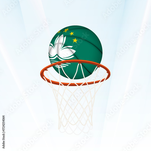 Macau Flag Basketball Scoring Through Hoop.