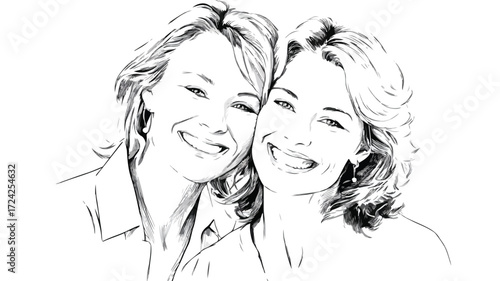 Joyful Senior Woman and Daughter Smiling Together: Happy Family Moment Captured