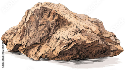 Large Rock Isolated Vector Illustration on White Background