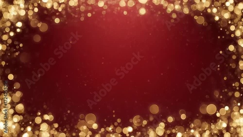 Christmas background with warm golden bokeh lights glowing on the edges