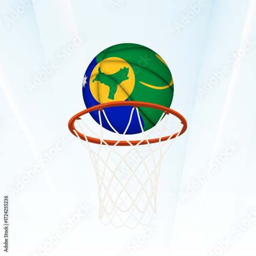 Christmas Island Flag Basketball Scoring Through Hoop.