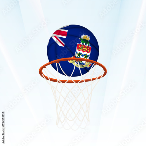 Cayman Islands Flag Basketball Scoring Through Hoop.