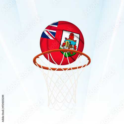 Bermuda Flag Basketball Scoring Through Hoop.