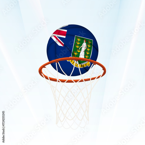 British Virgin Islands Flag Basketball Scoring Through Hoop.