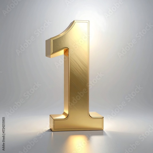 Gold number one on a light gray background