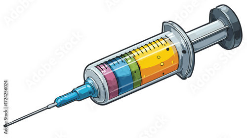 Colorful Cartoon Syringe for Medical Use in Vector Illustration