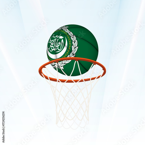 Arab League Flag Basketball Scoring Through Hoop.