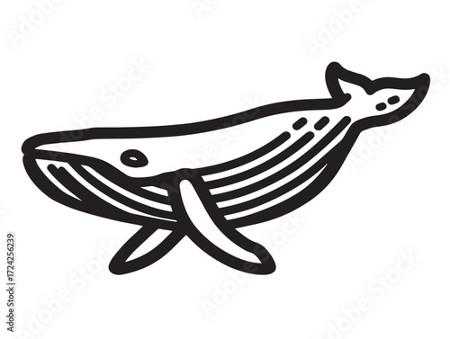 Professional Whale Icon in Clean Elegant Minimal Vector Line Illustration Artwork