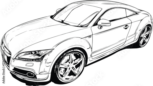 Professional Car Vector Illustration with Creative Perspective View