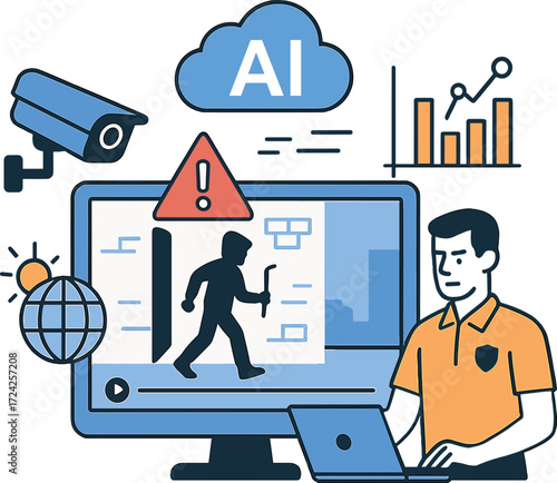 A system powered by AI improves security by examining surveillance footage, behavioral patterns, and environmental cues to identify possible threats instantly