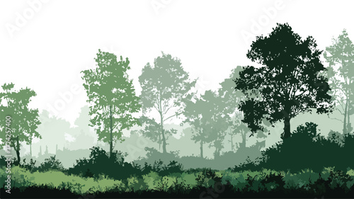Serene Forest Green Trees Silhouette in Nature
