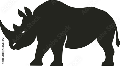 Bold and majestic rhinoceros vector design featuring clean lines, powerful stance, and minimal details — perfect for logos, prints, or wild-themed art.