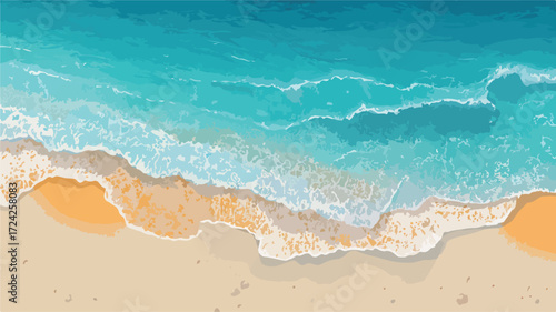 Breathtaking Sunny Seashore Top View Summer Landscape with Sand