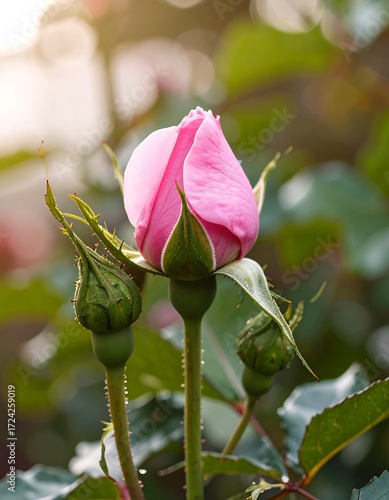 Close-up of a pink rose bud (1)