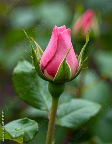 Close-up of a pink rose bud
