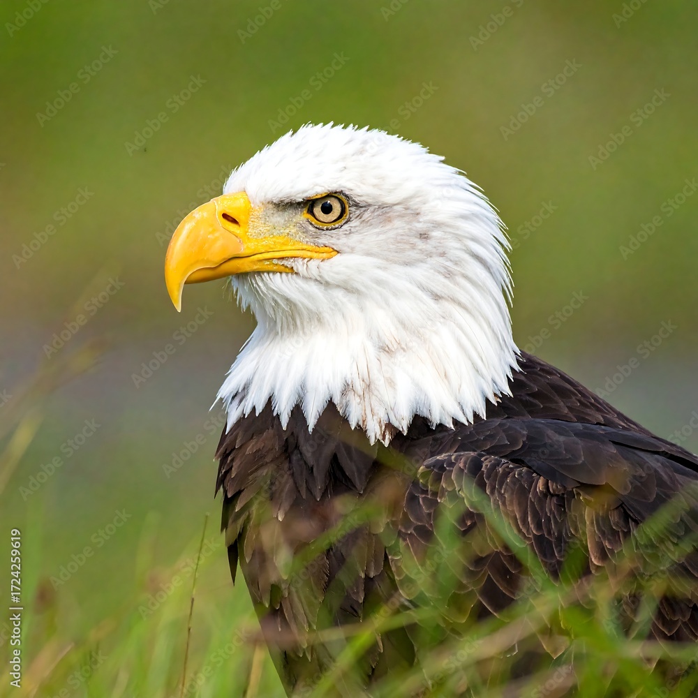 Obraz premium Close-up of an eagle's head and upper body