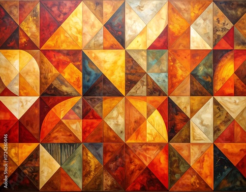 Wallpaper Mural Abstract geometric pattern with warm colors Torontodigital.ca