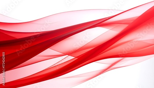 Abstract image of flowing red fabric against a white backdrop, creating a sense of movement and elegance with soft translucent curves