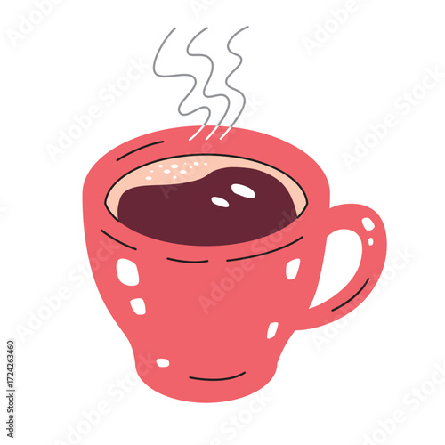 Red espresso coffee cup isolated flat vector illustration 