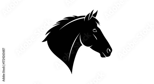 Stylized black silhouette of a horse head.