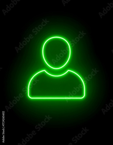 Neon green user icon on black background