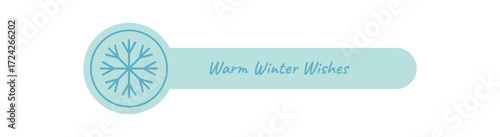 Blue line snowflake lid seal label in a chill winter style. Package decoration with ice accent as a christmas icon. Cool blue color, snow flake graphic for simple holiday product and packaging.
