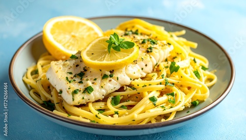 Lemon-herb baked cod with pasta