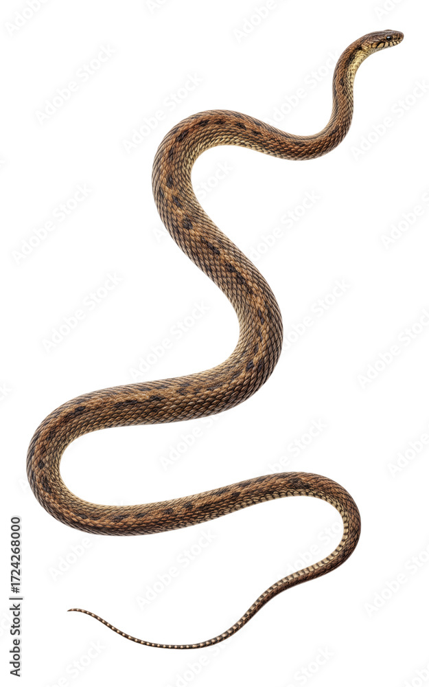 Obraz premium This image is an accurate scientific reproduction of a Dice Snake (Natrix tessellata). PNG with a transparent background