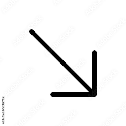 Arrow narrow down right vector icon