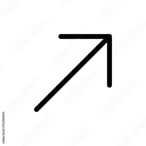 Up right narrow arrow vector icon