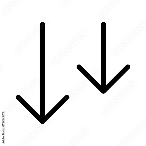 Vector downward arrows simple icon