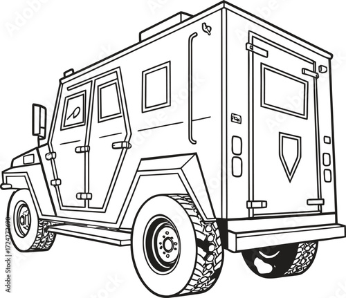 Armored truck with secure doors illustration