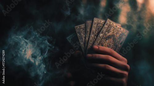 hand holding playing cards concept risk gambling