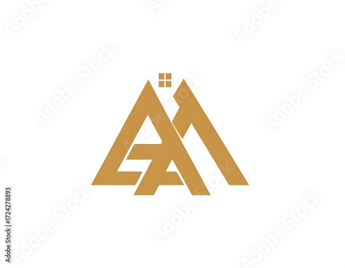 Abstract logo design featuring two overlapping triangles forming a house