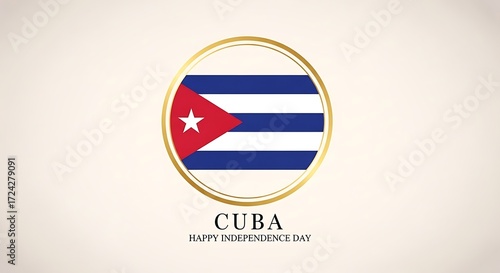 Cuba Independence Day Emblem: Flag in Golden Circle on Cream Background Free Download Cuba Independence Day Emblem: Flag in Golden Circle on Cream Background - GFXLoad