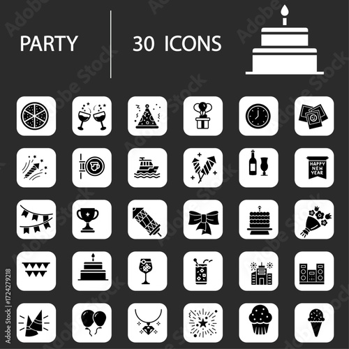 Event Planning Line Editable Icons set. Vector illustration in thin line modern style of party related icons organization, decoration, planning, food and drink, and more. Isolated on white